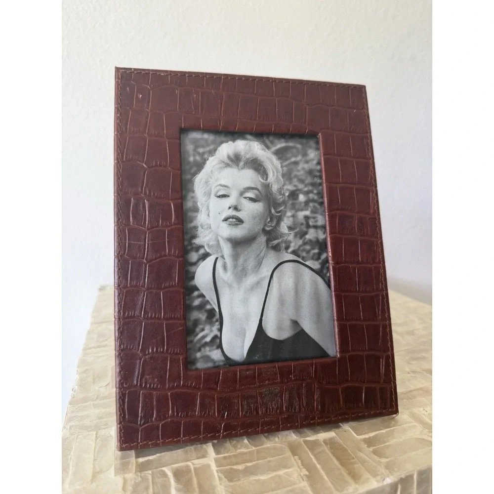Vintage Embossed Genuine Leather Photo Frame
